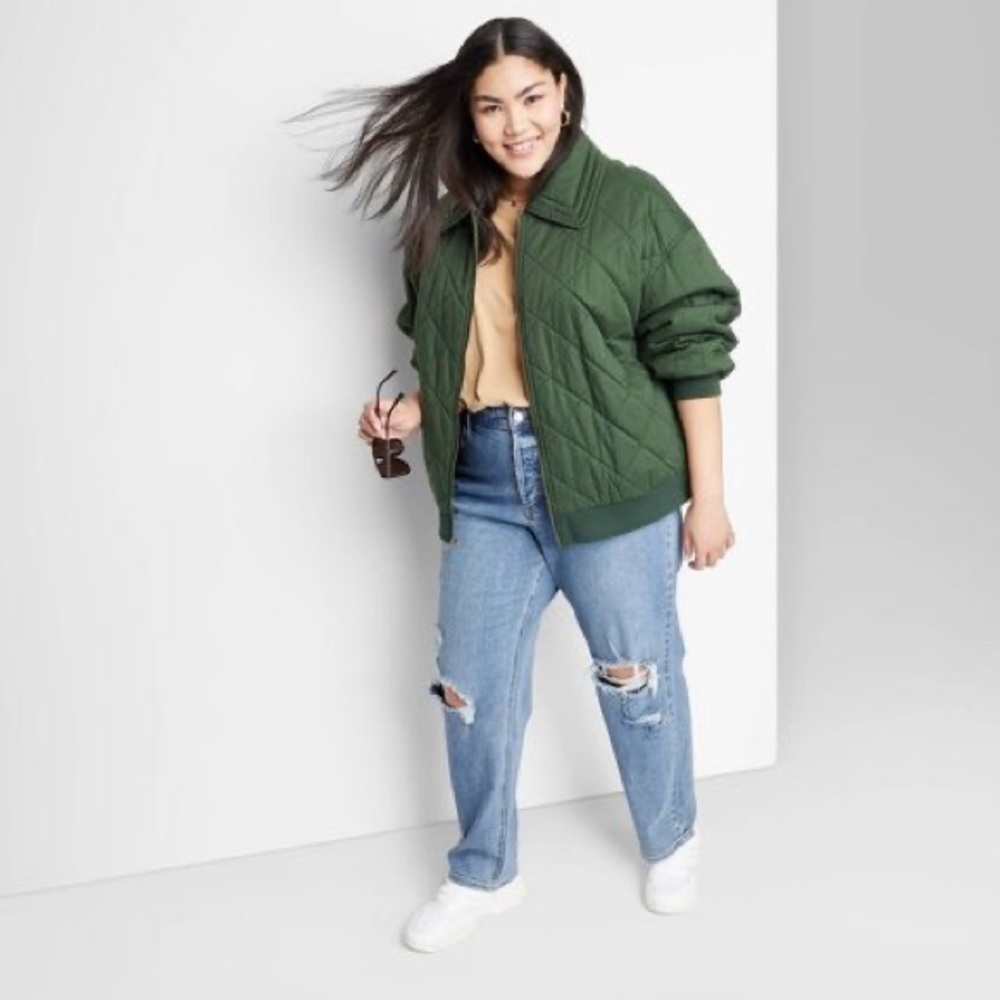 High-rise straight leg jeans